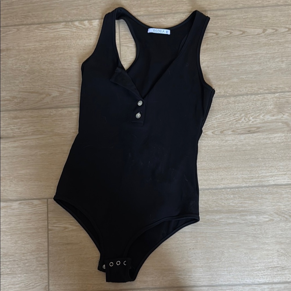 Women’s button down black bodysuit